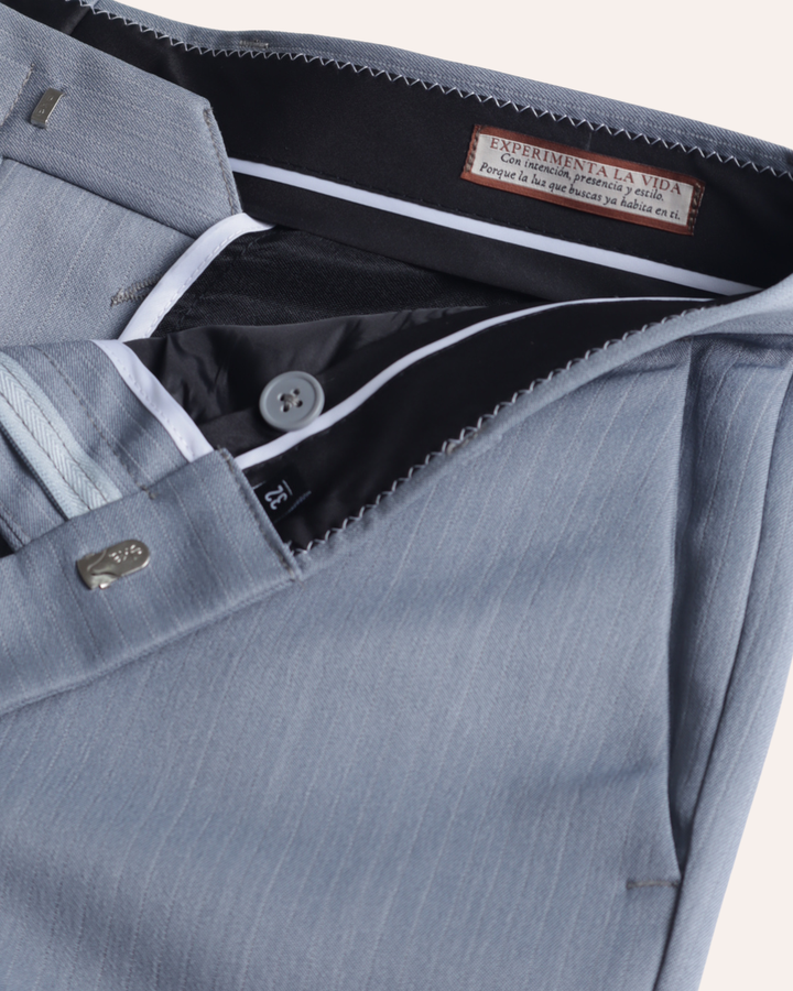 Pantalón Sastrero Hombre Recto Tipo Paño Gris Azulado SALVATORE