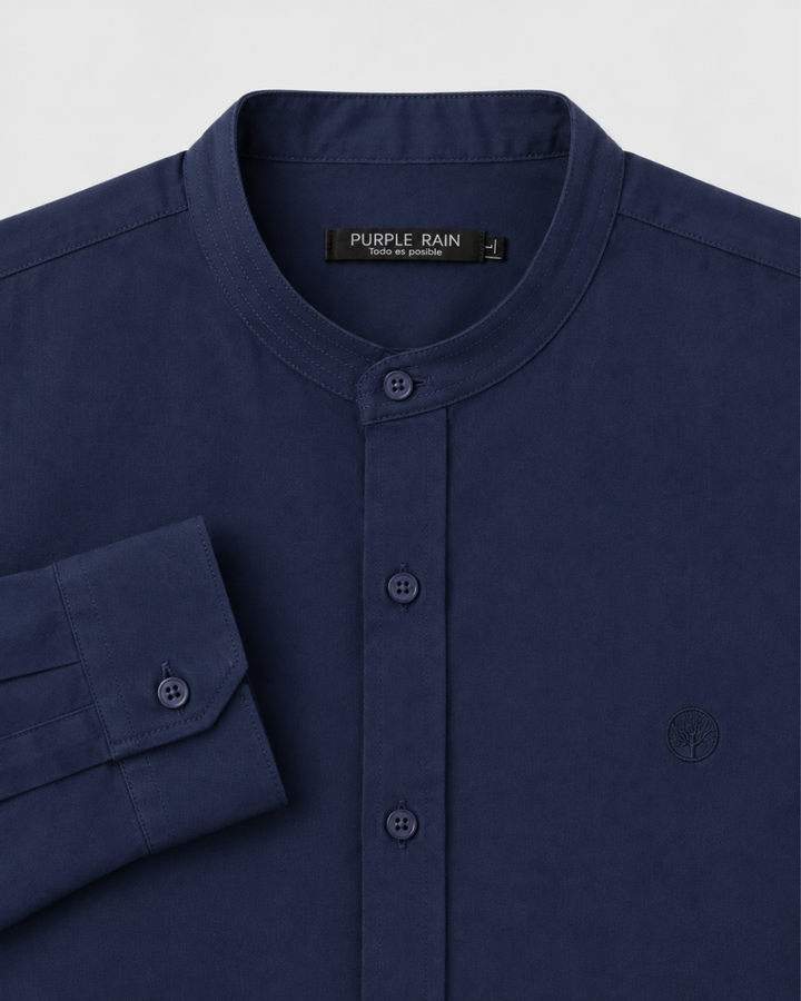 Camisa Hombre Cuello Neru tejido Micro punto Manga Larga
