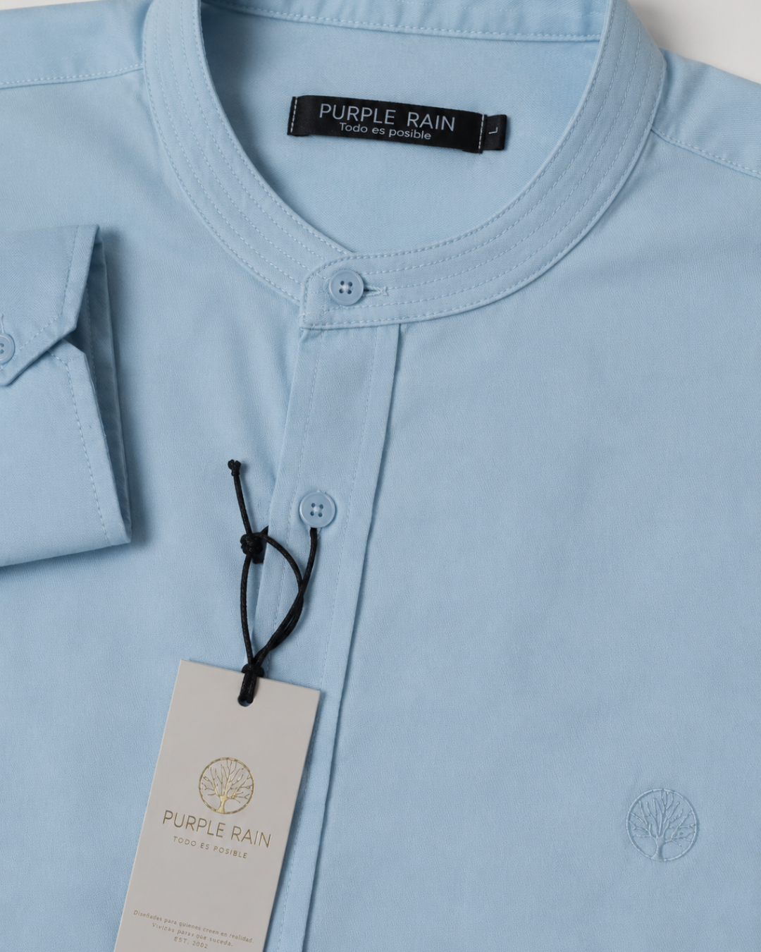 Camisa Hombre Cuello Neru tejido Micro punto Manga Larga