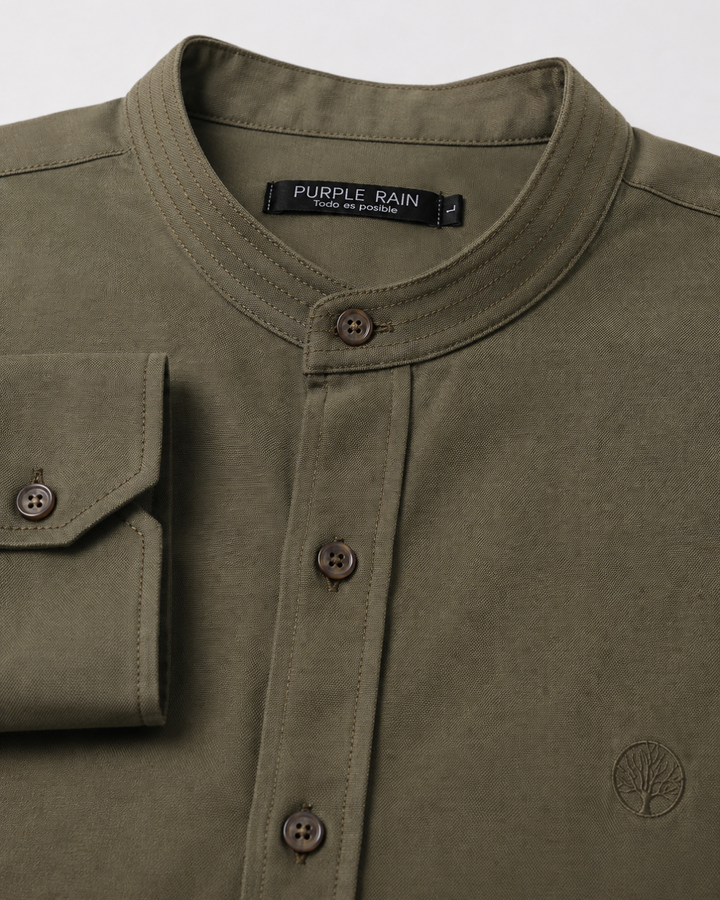 Camisa Hombre Cuello Neru tejido Micro punto Manga Larga