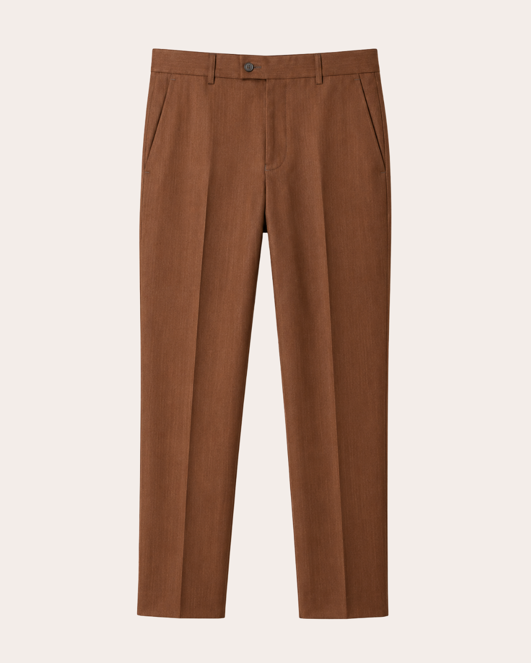 Pantalón Sastrero Hombre Recto Tipo Paño Castaño SALVATORE