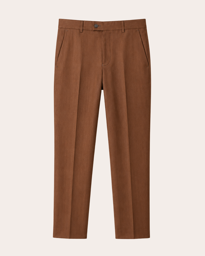 Pantalón Sastrero Hombre Recto Tipo Paño Castaño SALVATORE
