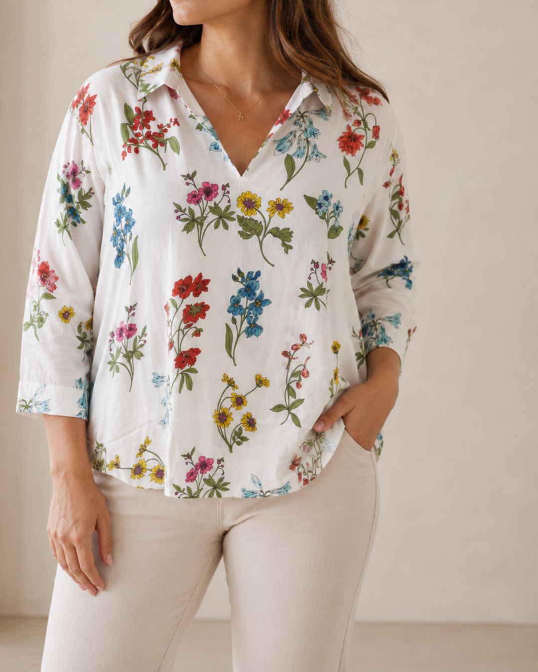 Blusa floral 100% rayón-viscosa