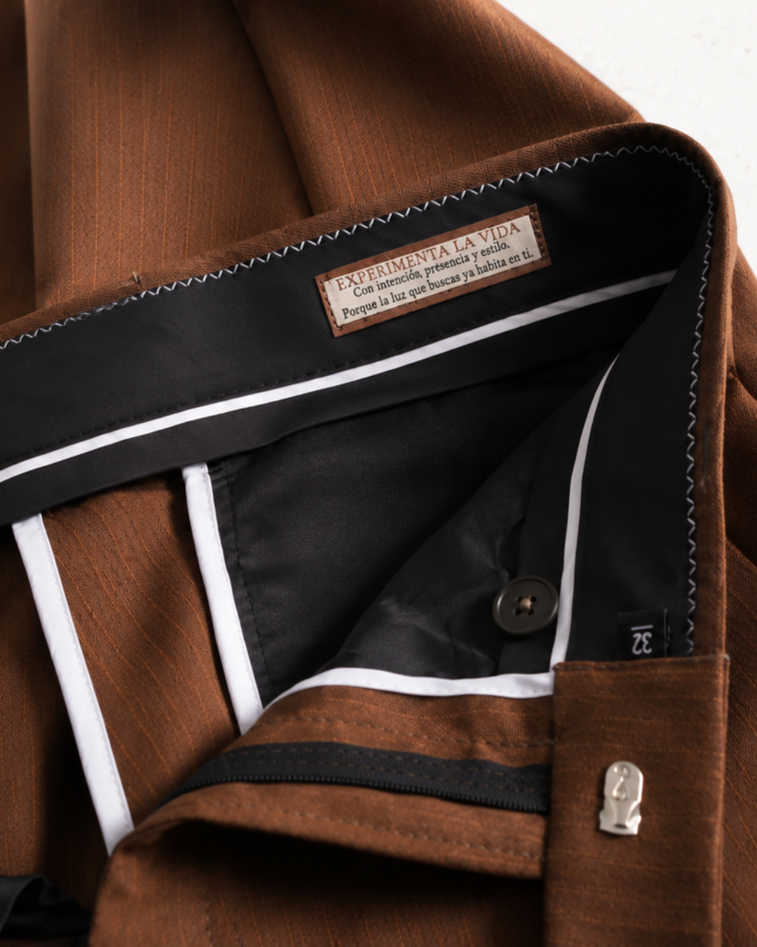 Pantalón Sastrero Hombre Recto Tipo Paño Castaño SALVATORE