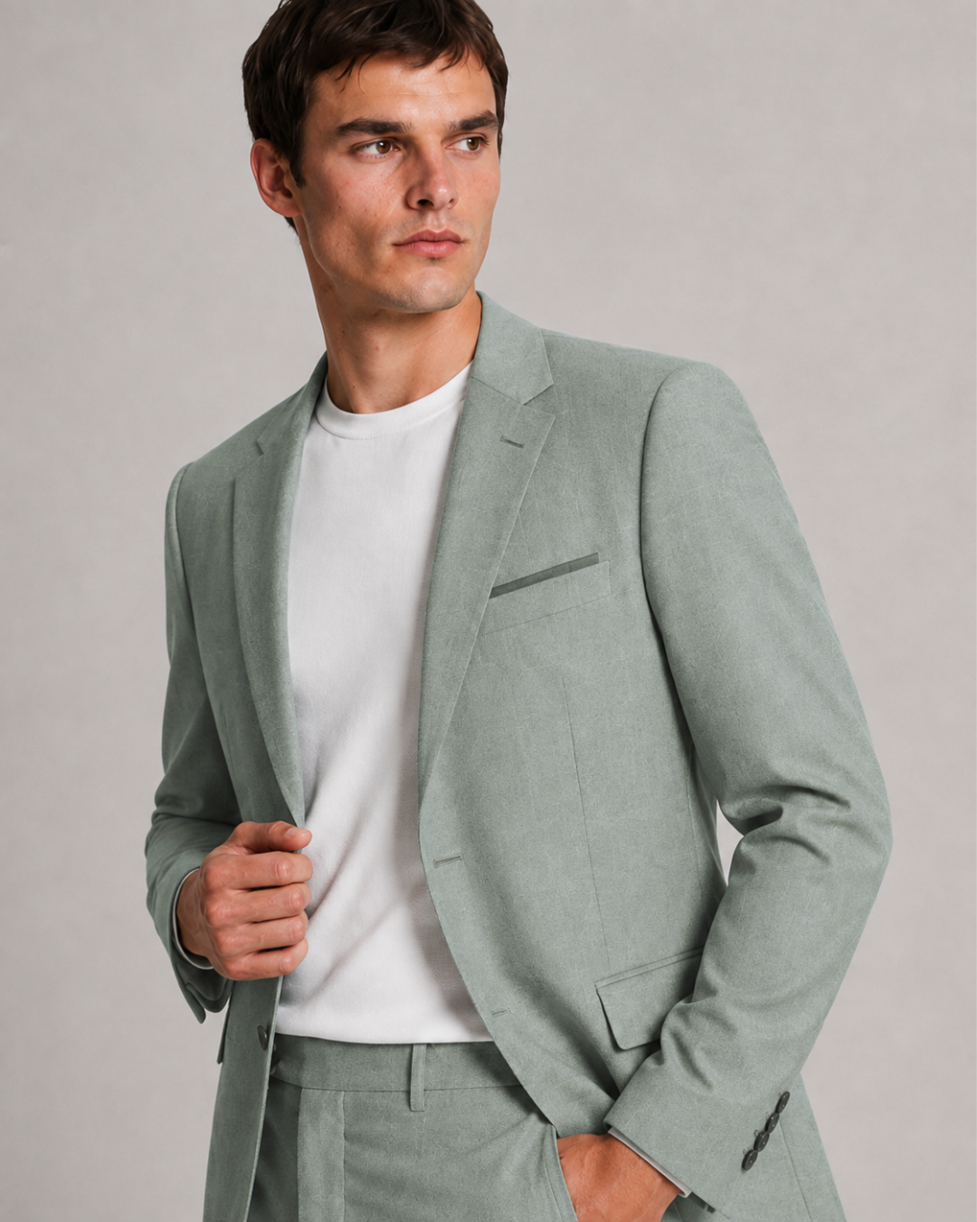 BLAZER HOMBRE TIPO PAÑO  gris verdoso