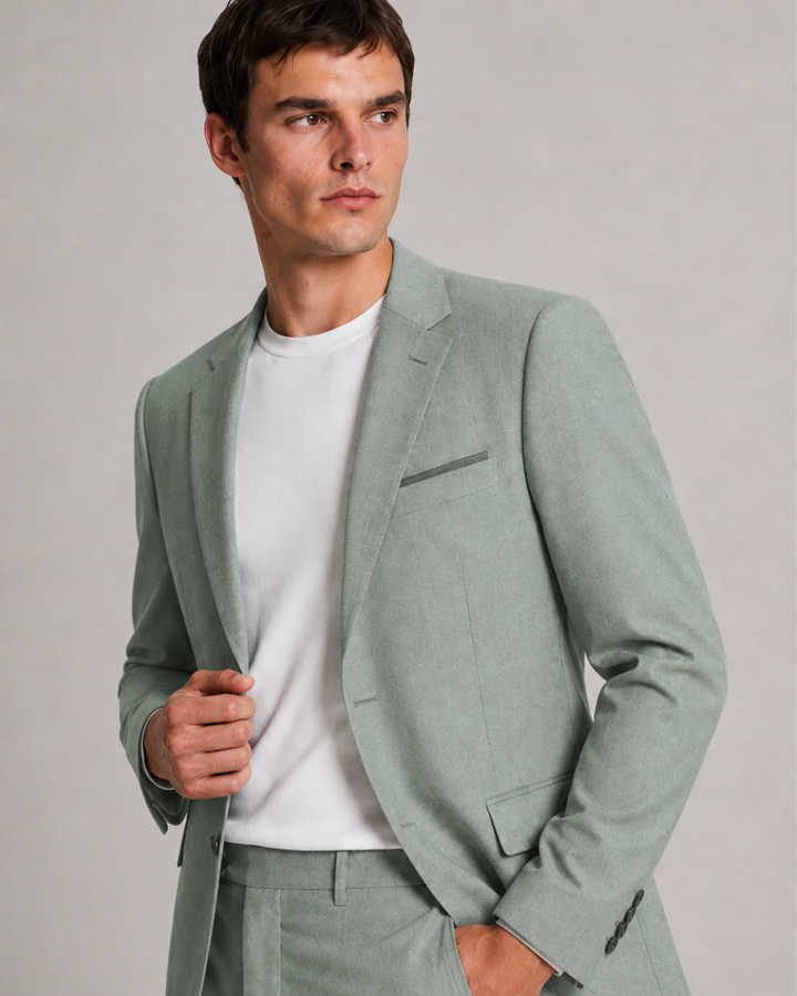 BLAZER HOMBRE TIPO PAÑO  gris verdoso