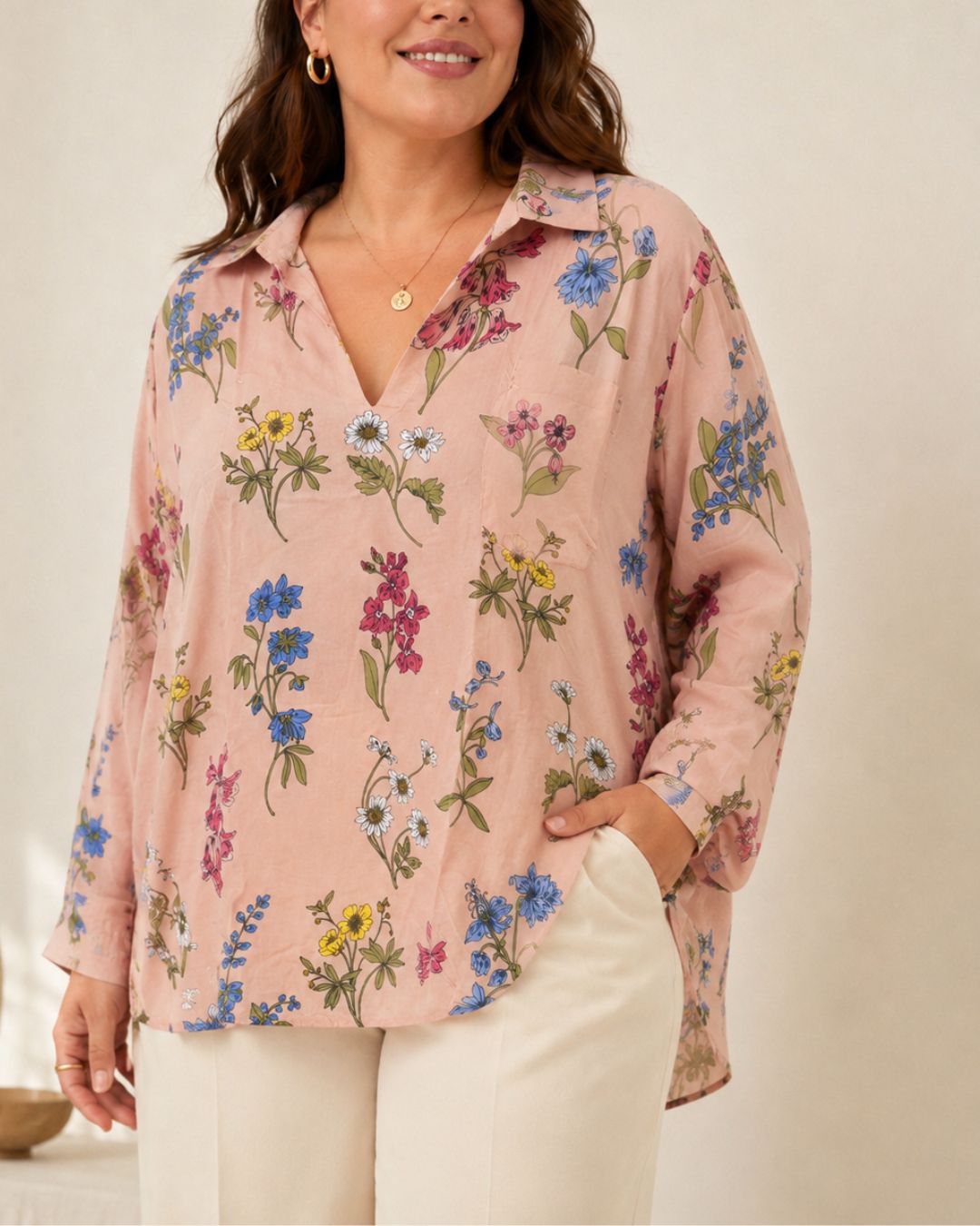 Blusa floral 100% rayón-viscosa