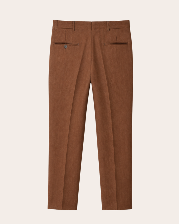 Pantalón Sastrero Hombre Recto Tipo Paño Castaño SALVATORE