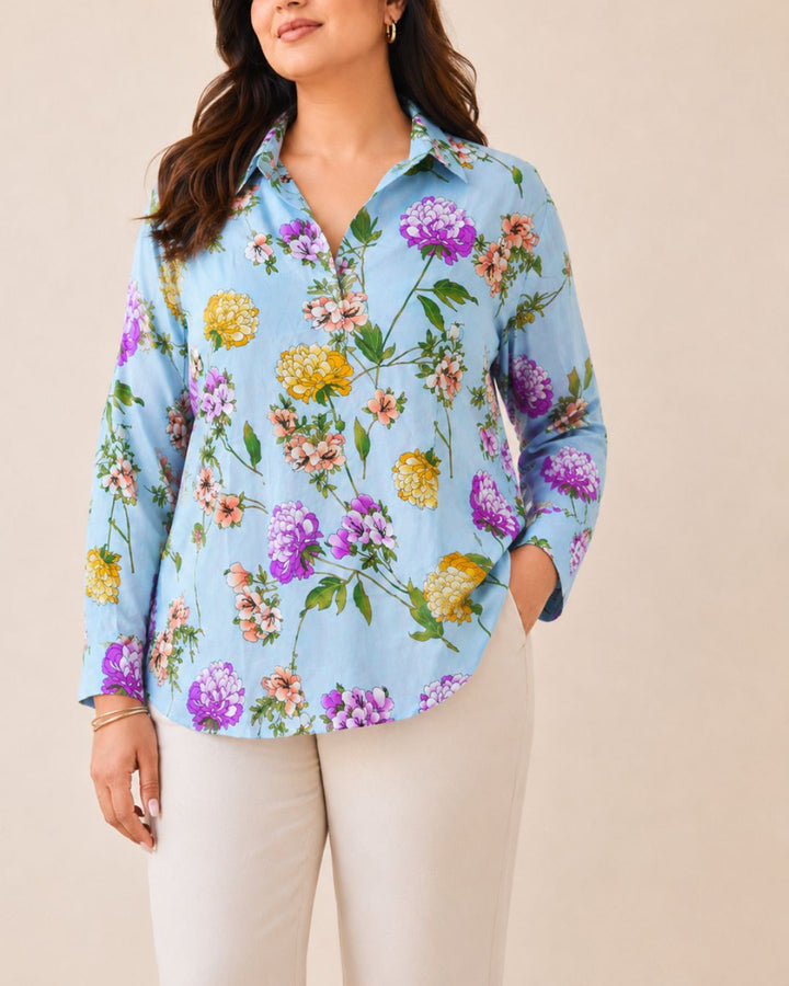 Blusa floral 100% rayón-viscosa