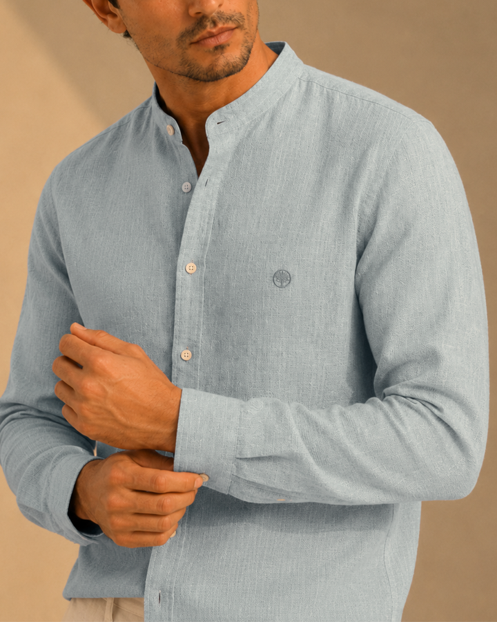 Camisa Lino Manga Larga Cuello Nerú Amalfi