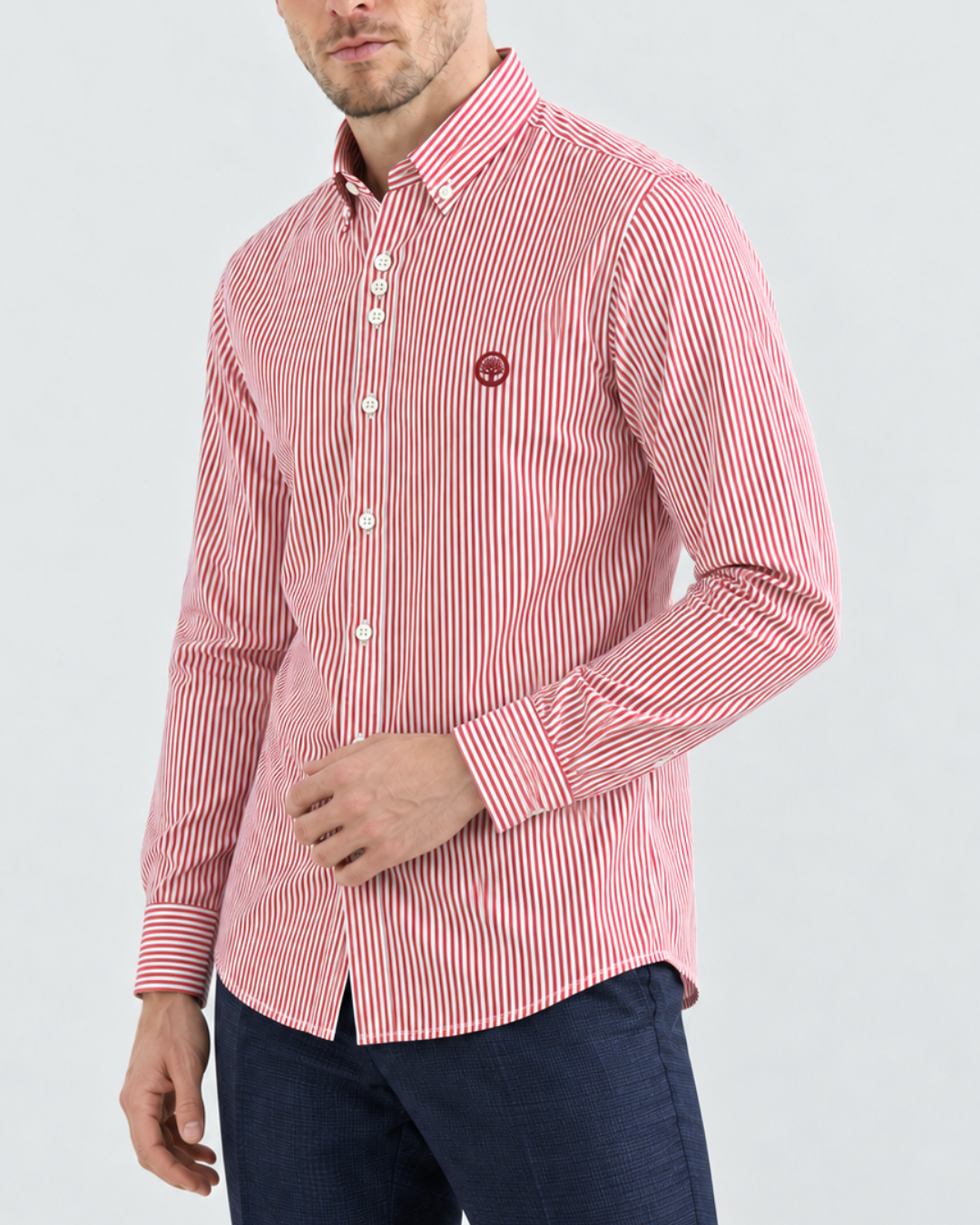 Camisa Esencial Hombre Manga Larga Raya Gruesa