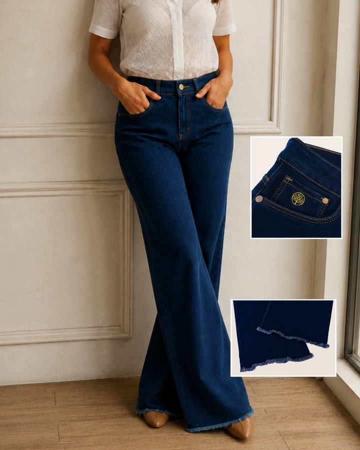 Jean Wide Leg Dama Tiro Alto