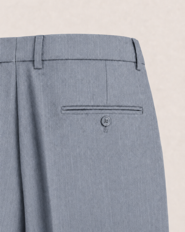 Pantalón Sastrero Hombre Recto Tipo Paño Gris Azulado SALVATORE