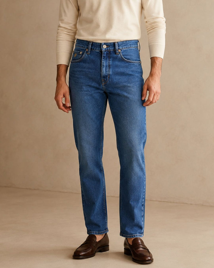 Jean Straight Stretch Heritage Azul Medio para Hombre