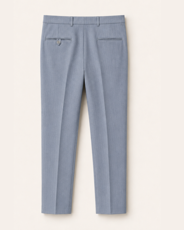 Pantalón Sastrero Hombre Recto Tipo Paño Gris Azulado SALVATORE
