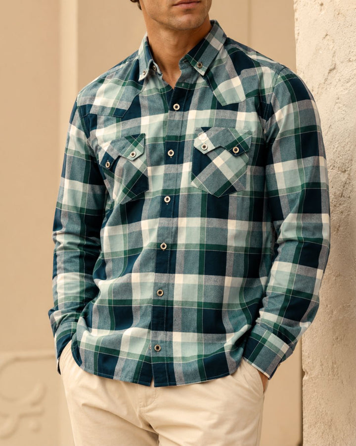 Camisa Heritage a Cuadros Beige, Gris y Negro