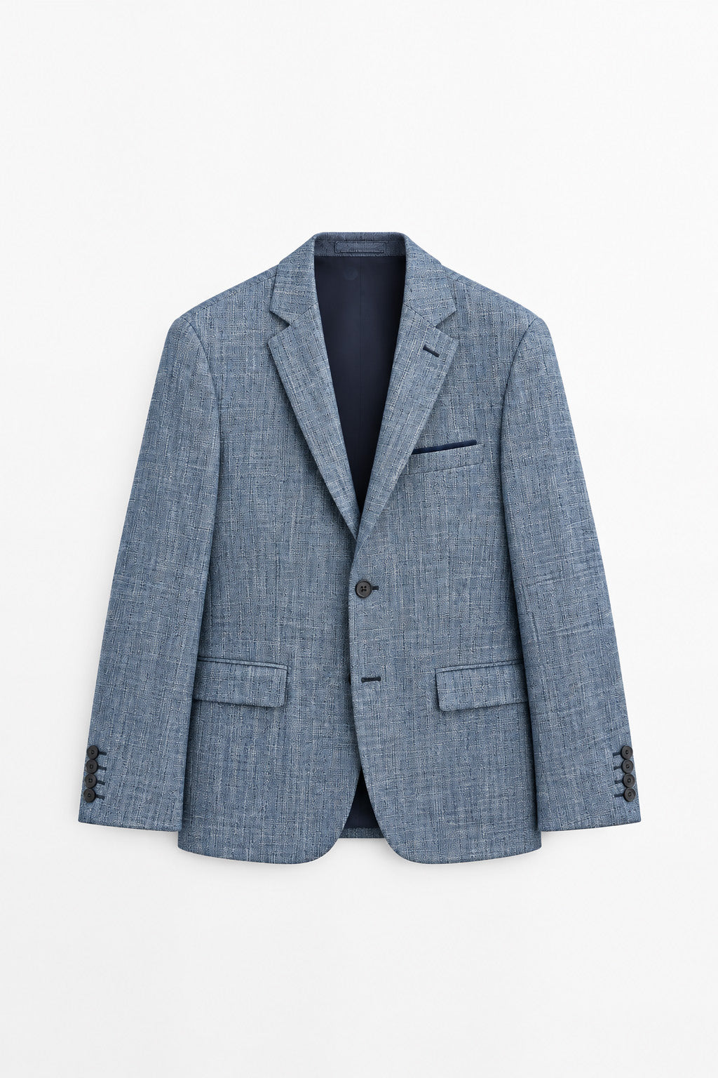 Traje Hombre Premium Azul Acero Jaspeado con Coderas