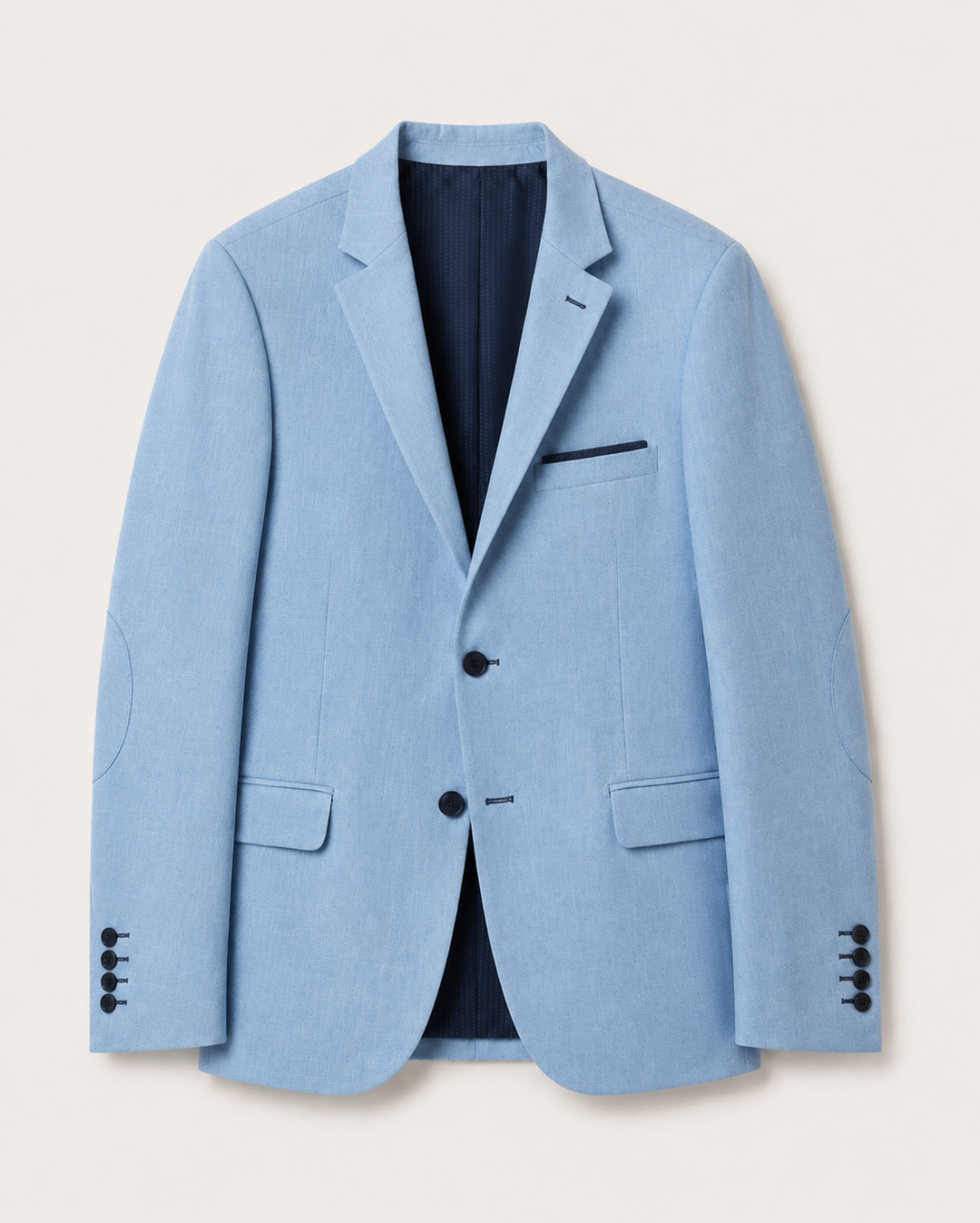 Blazer Hombre tipo paño Azul cielo con coderas.