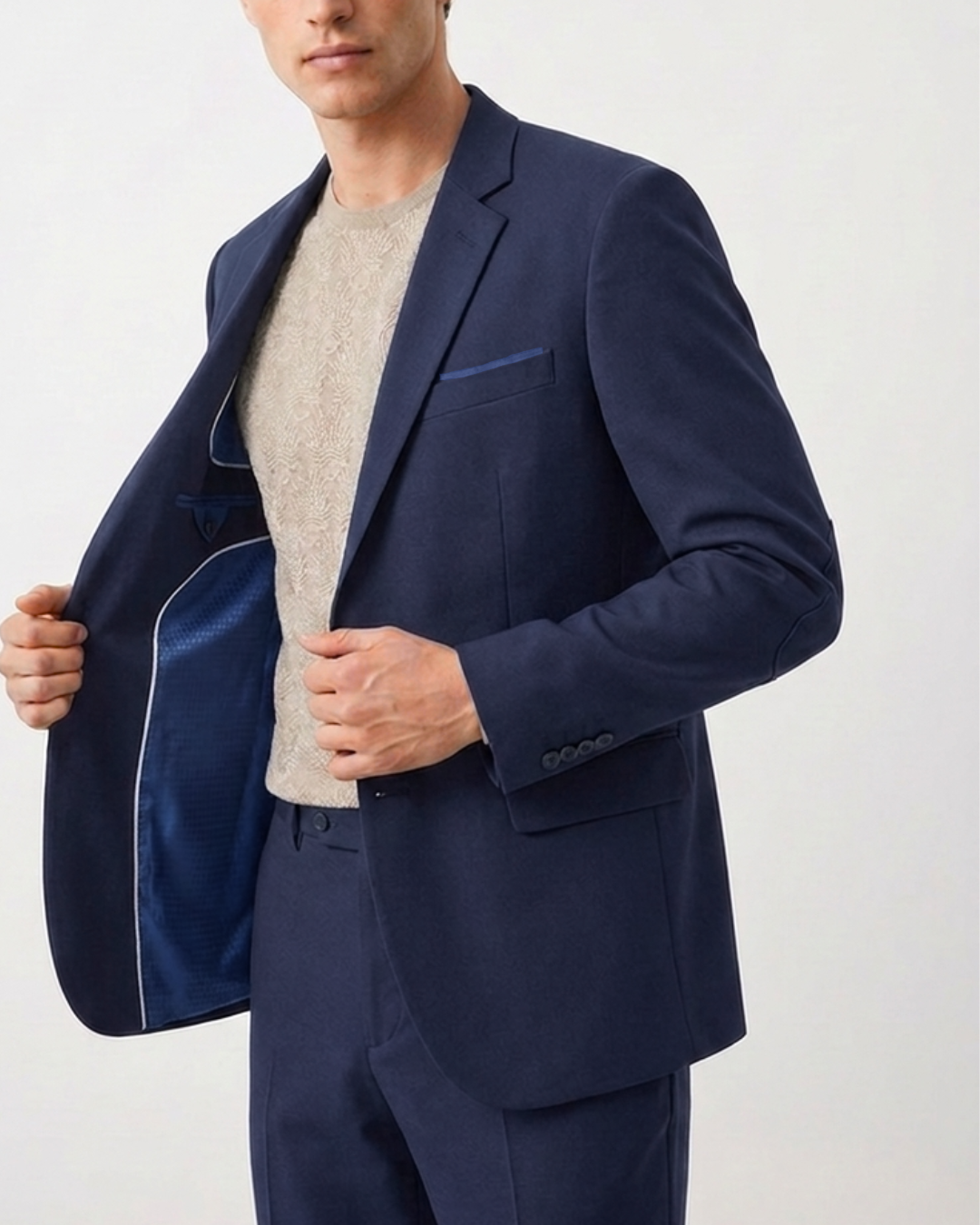 BLAZER HOMBRE TIPO PAÑO azul oscuro