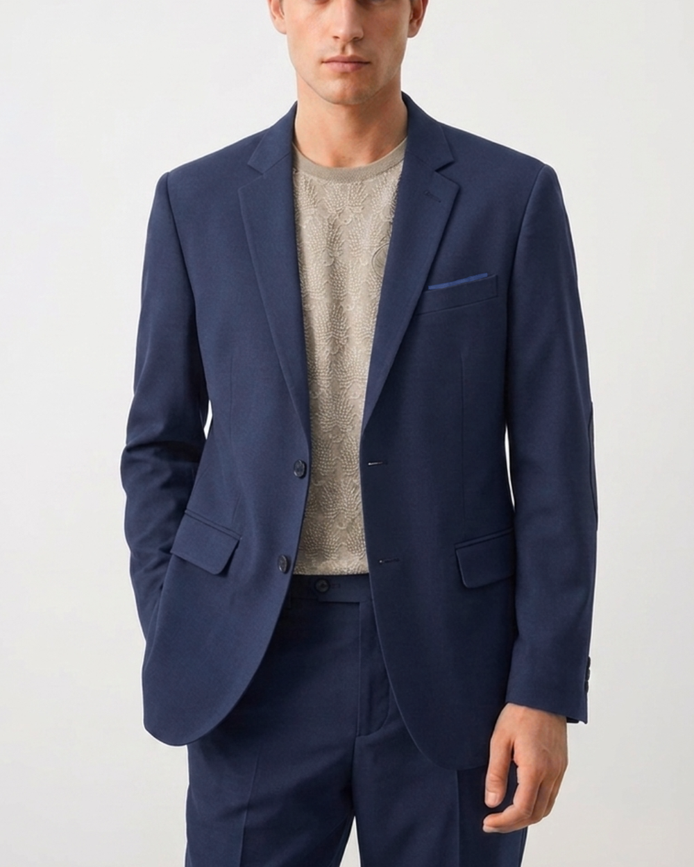 BLAZER HOMBRE TIPO PAÑO azul oscuro