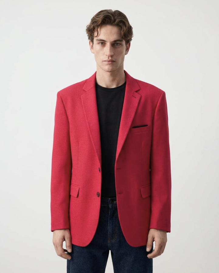 BLAZER HOMBRE TIPO PAÑO rojo
