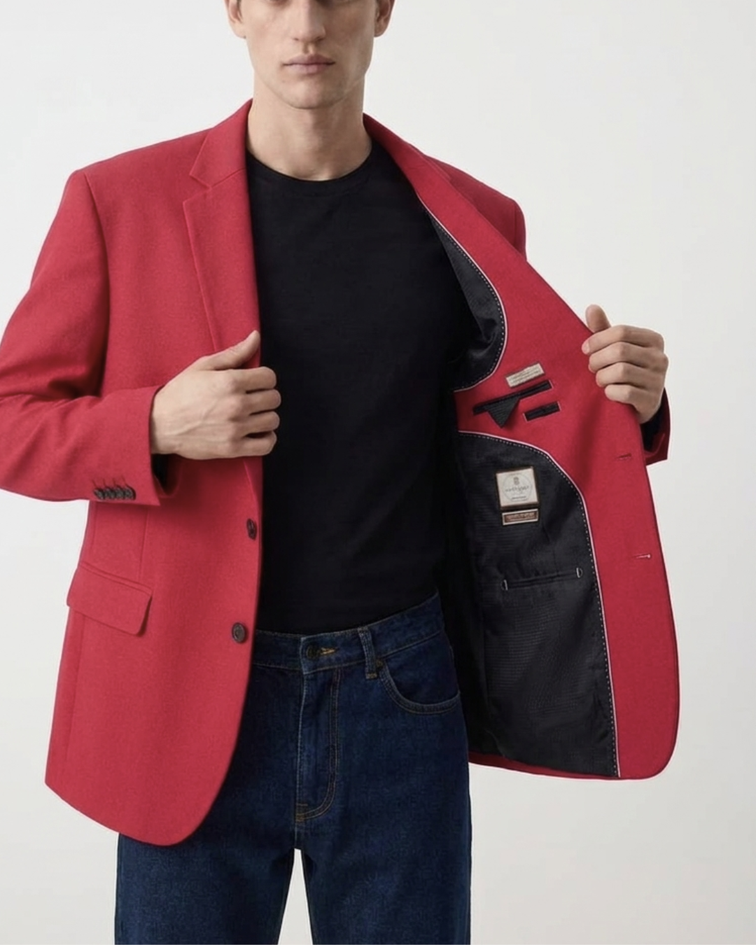 BLAZER HOMBRE TIPO PAÑO rojo
