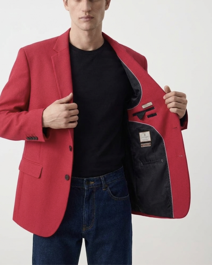 BLAZER HOMBRE TIPO PAÑO rojo