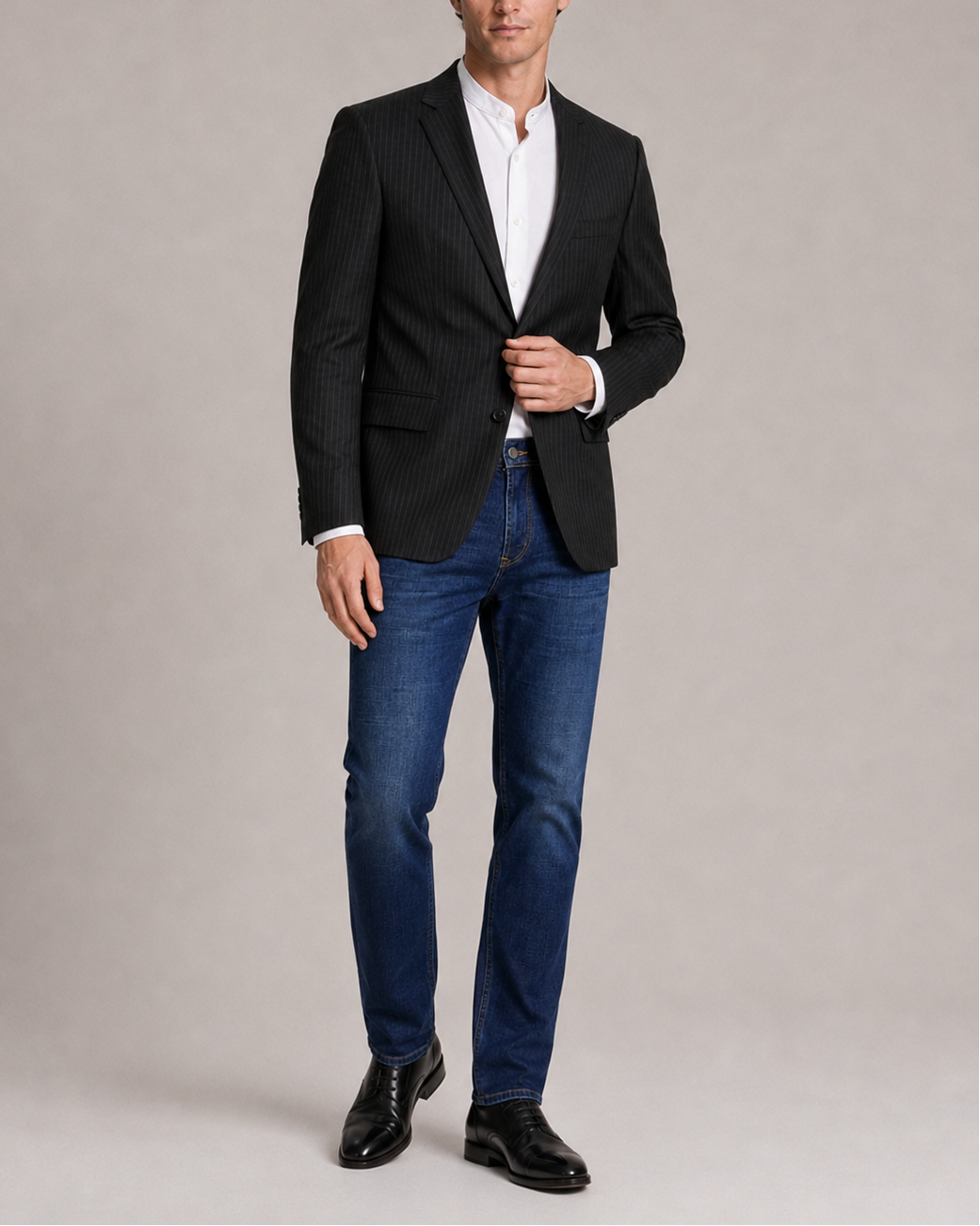 BLAZER hombre Negro con raya tiza Salvatore