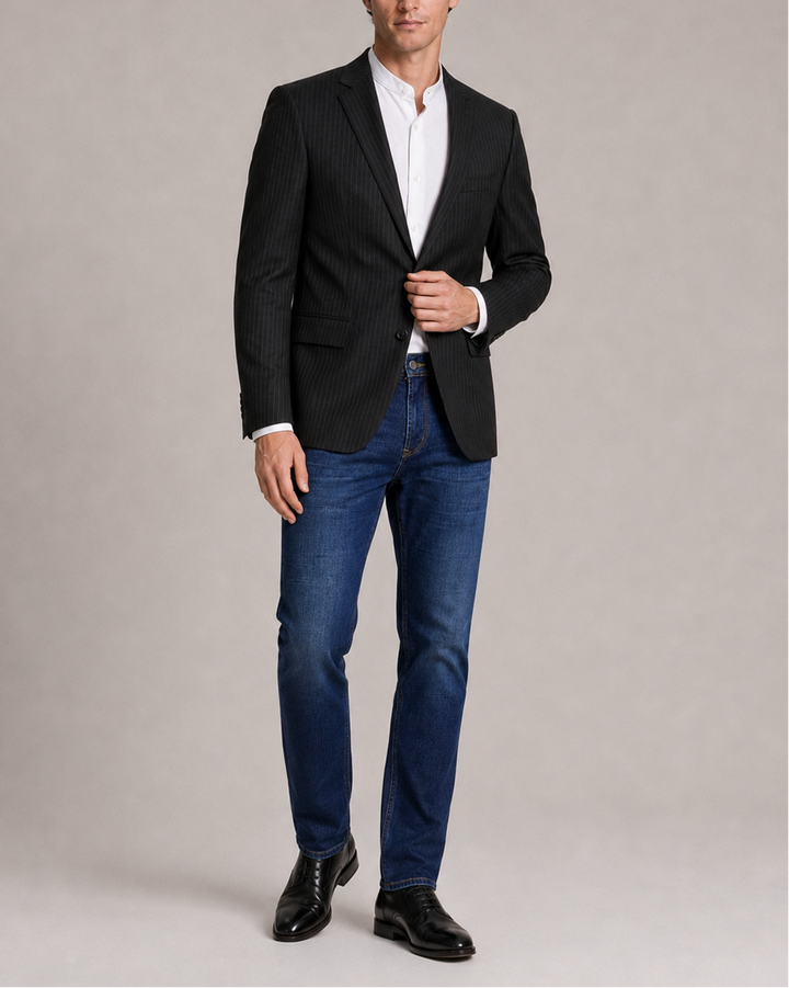 BLAZER hombre Negro con raya tiza Salvatore