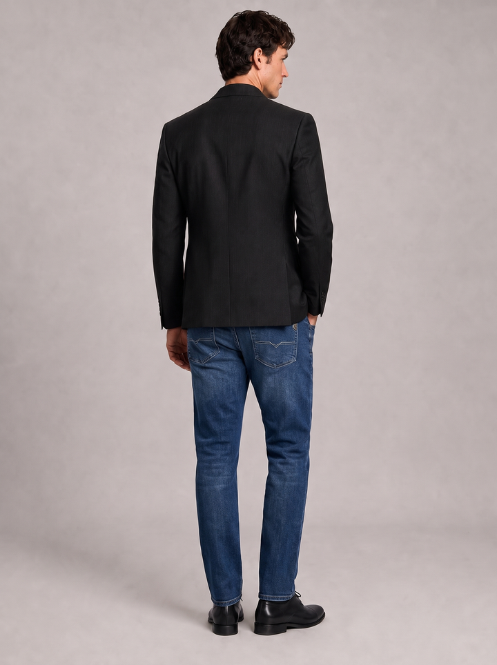 BLAZER hombre Negro con raya tiza Salvatore