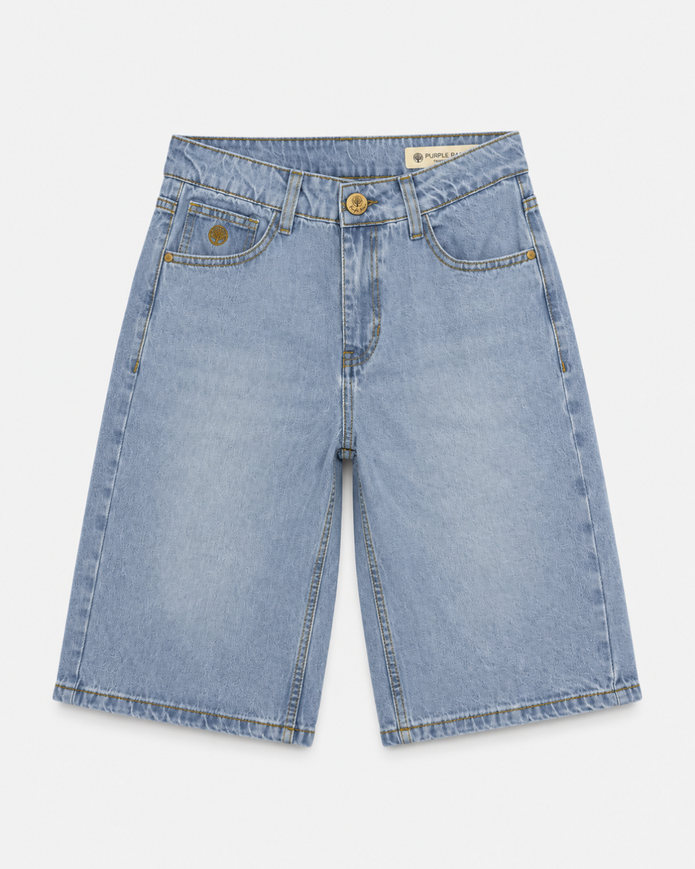Bermuda Jean Mujer Tiro Medio Azul Claro - Purple Rain