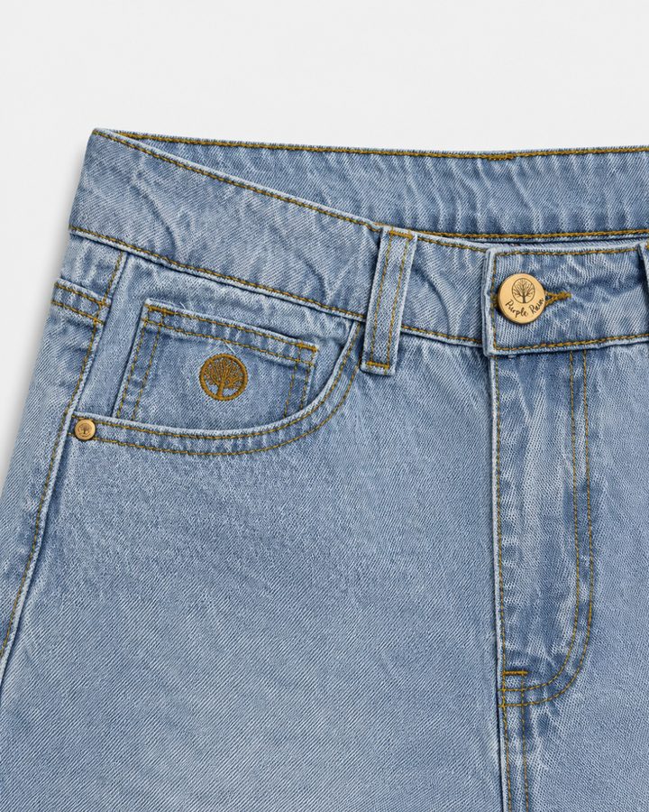Bermuda Jean Mujer Tiro Medio Azul Claro - Purple Rain