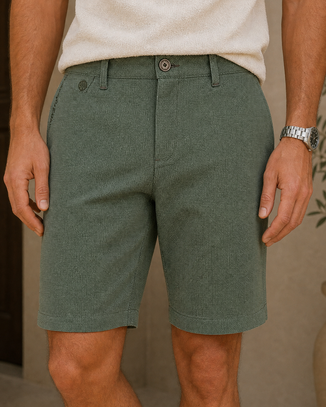 Bermuda slim fit 97% algodon y 3% elastomero