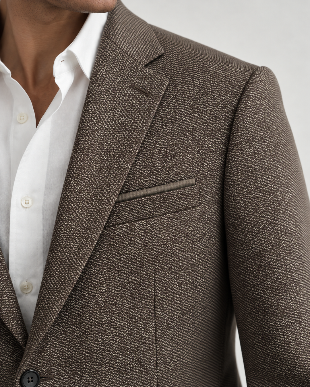 TRAJE HOMBRE TIPO PAÑO TEXTURIZADO TABACO