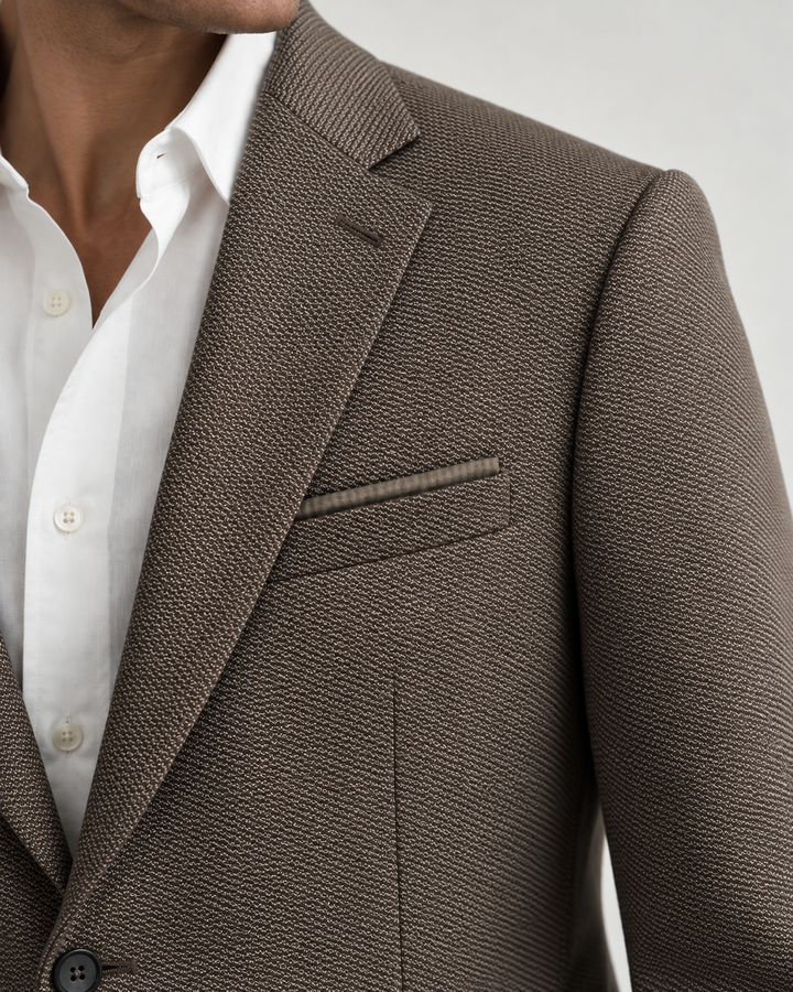 TRAJE HOMBRE TIPO PAÑO TEXTURIZADO TABACO
