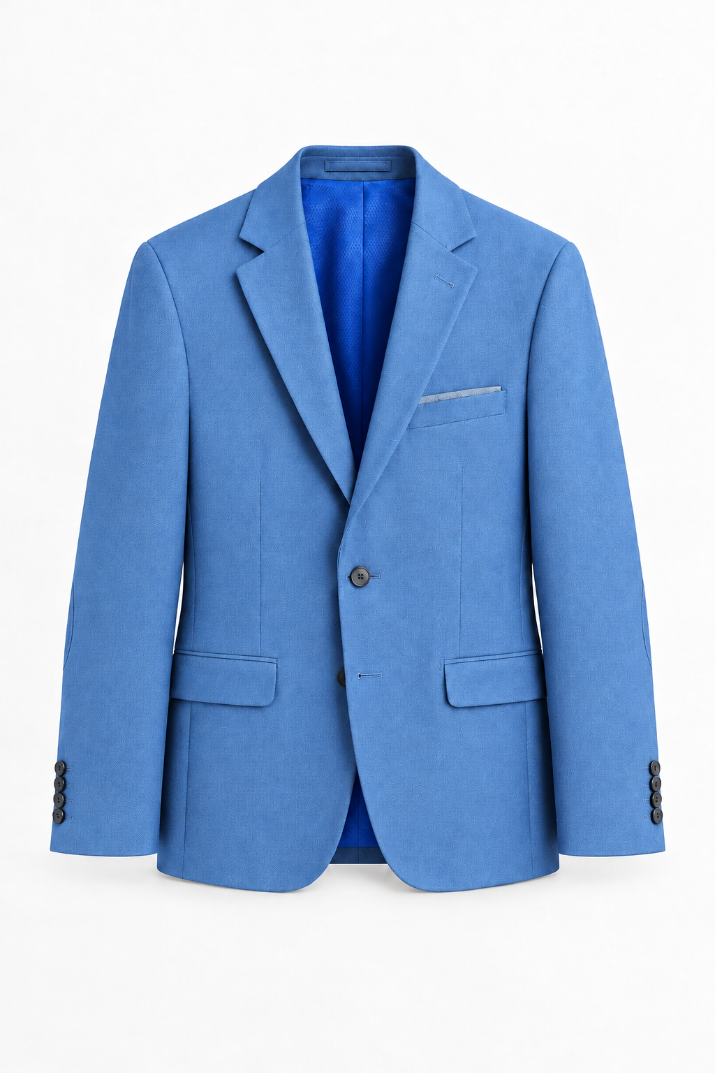 Traje Hombre Premium Texturizado Azul Acero Claro con Coderas