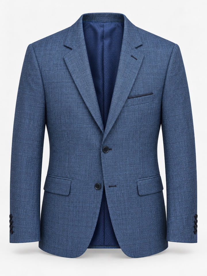 Traje Hombre Premium Azul Francés Texturizado con Coderas