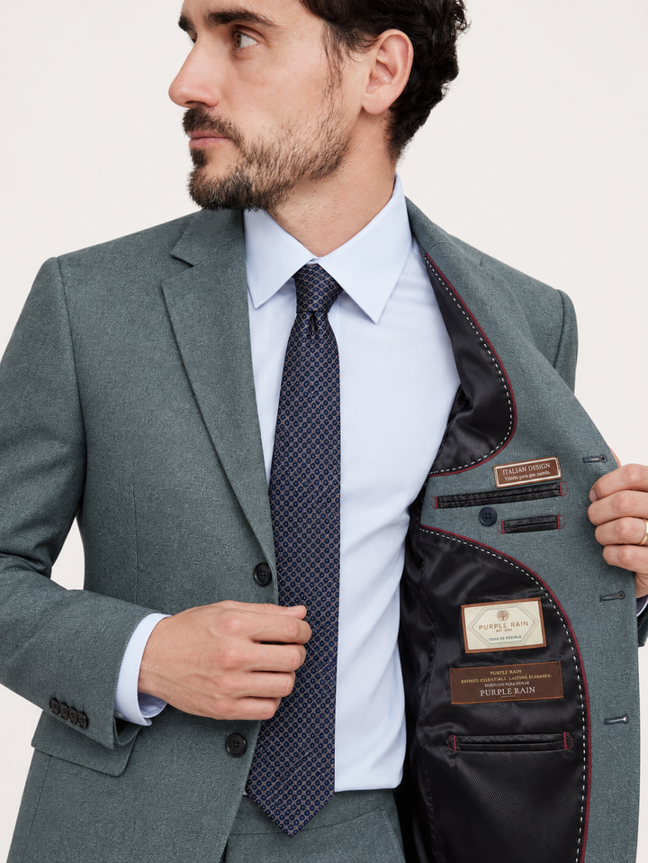 Traje Hombre Premium Texturizado petróleo grisáceo