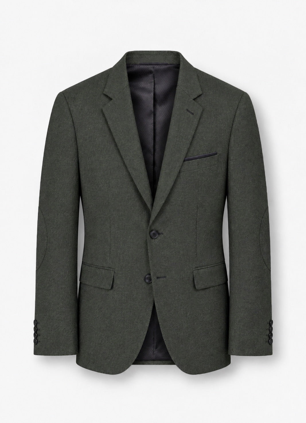 Traje de hombre premium texturizado gris oscuro con coderas