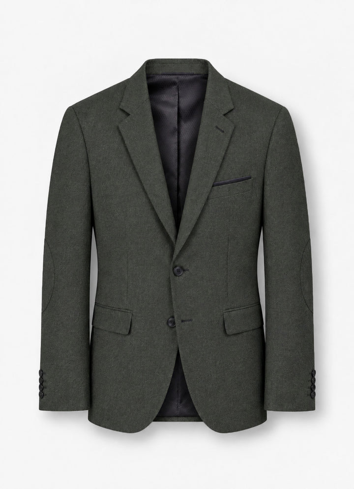 Traje de hombre premium texturizado gris oscuro con coderas