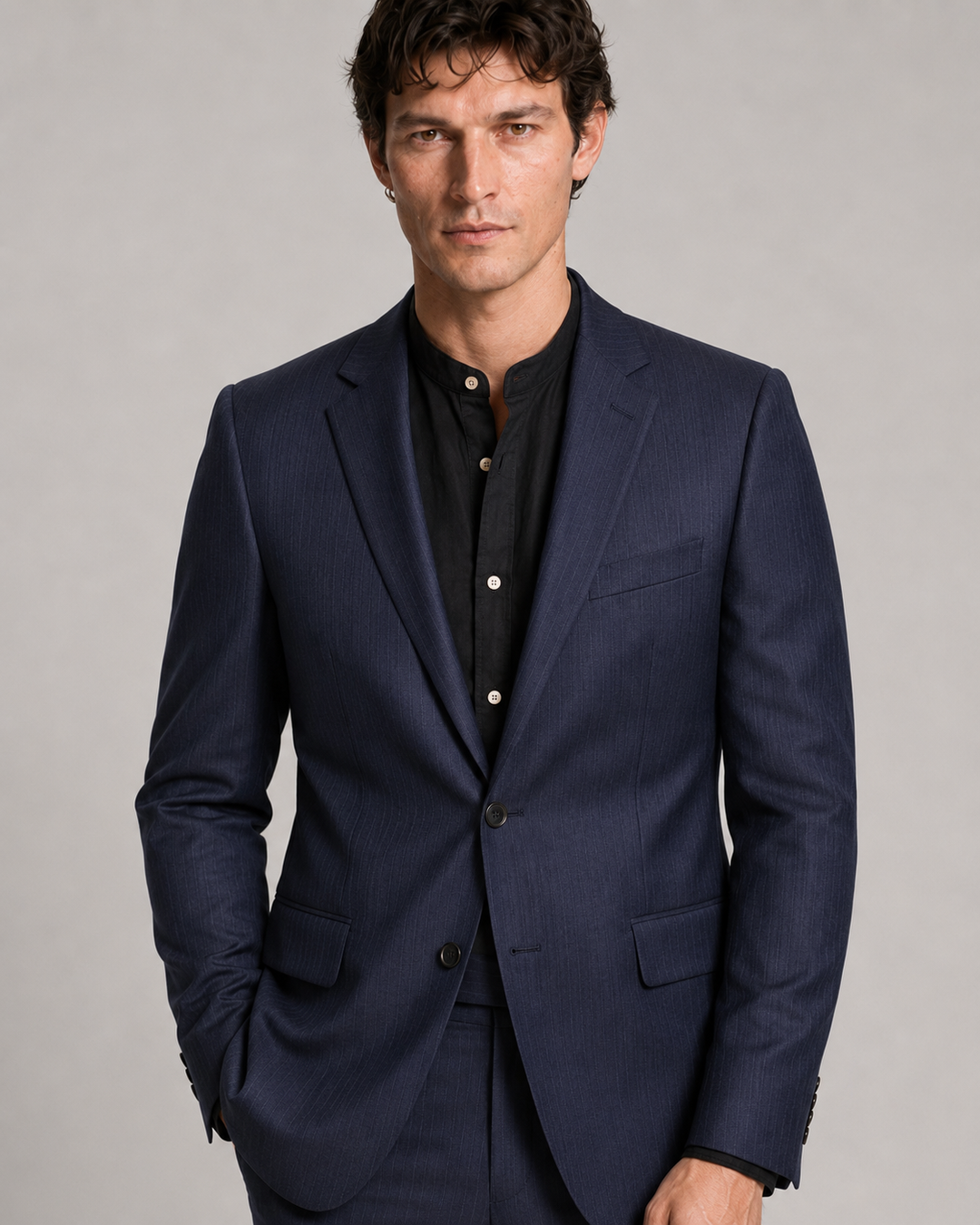 Traje hombre  azul oscuro con raya tiza Salvatore