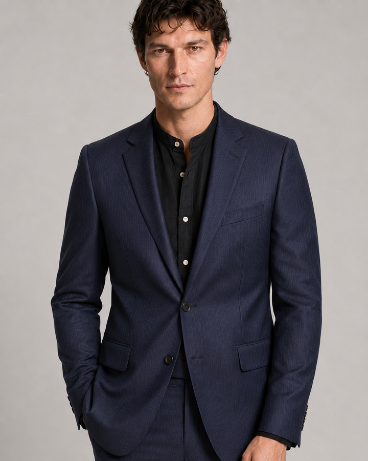 Traje hombre  azul oscuro con raya tiza Salvatore
