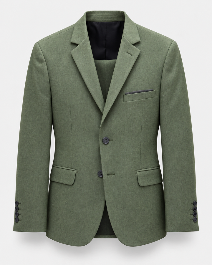 Traje para Hombre Slim Fit Tipo Paño con Coderas Verde Selva