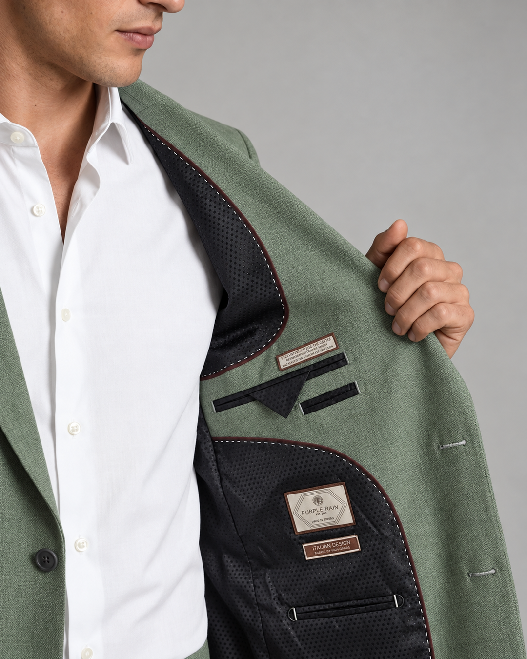 Traje para Hombre Slim Fit Tipo Paño con Coderas Verde Selva