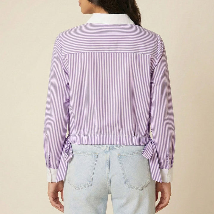 Camisa Contrast Bow - Purple Rain