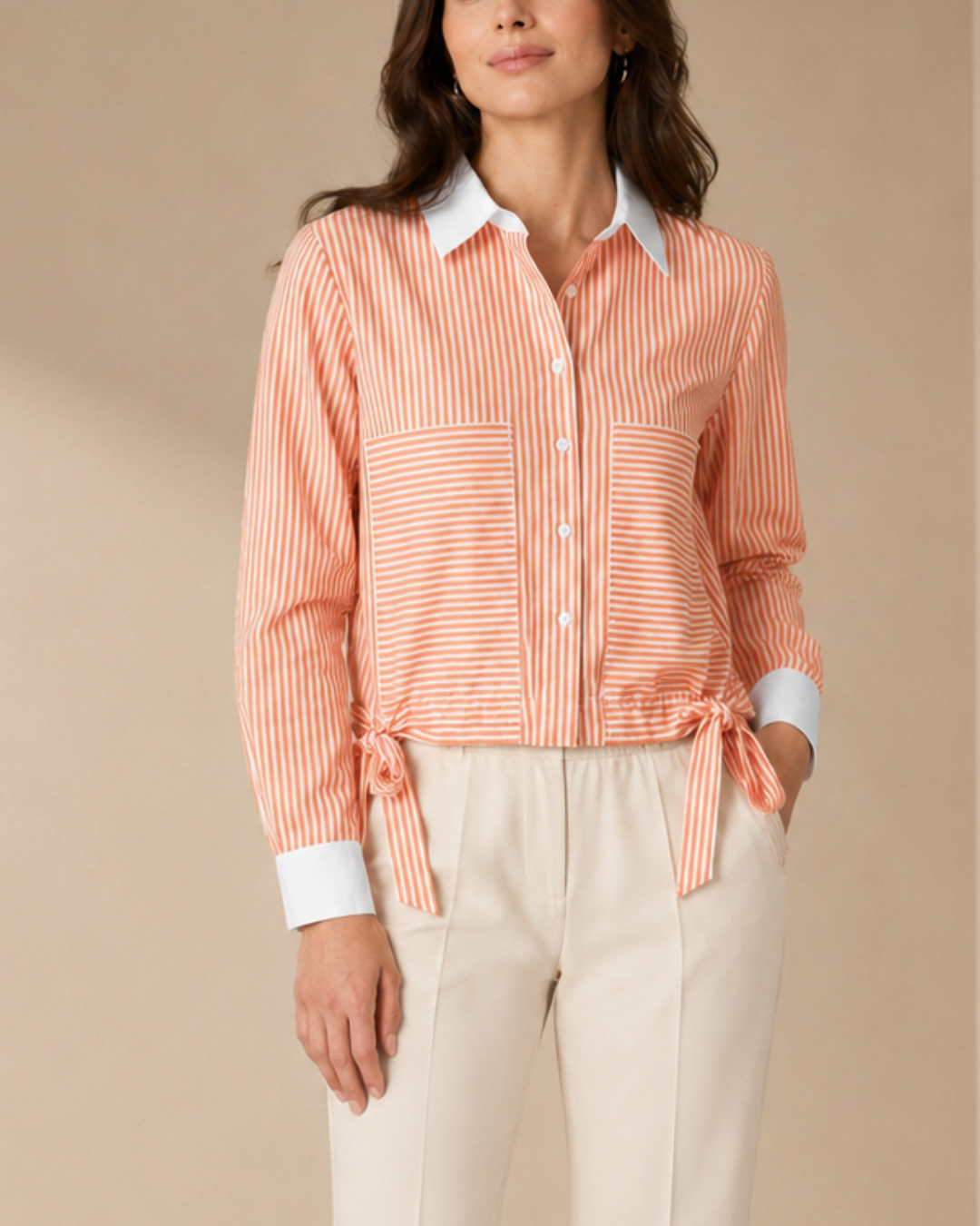 Blusa Camisera a Rayas con Lazos Laterales