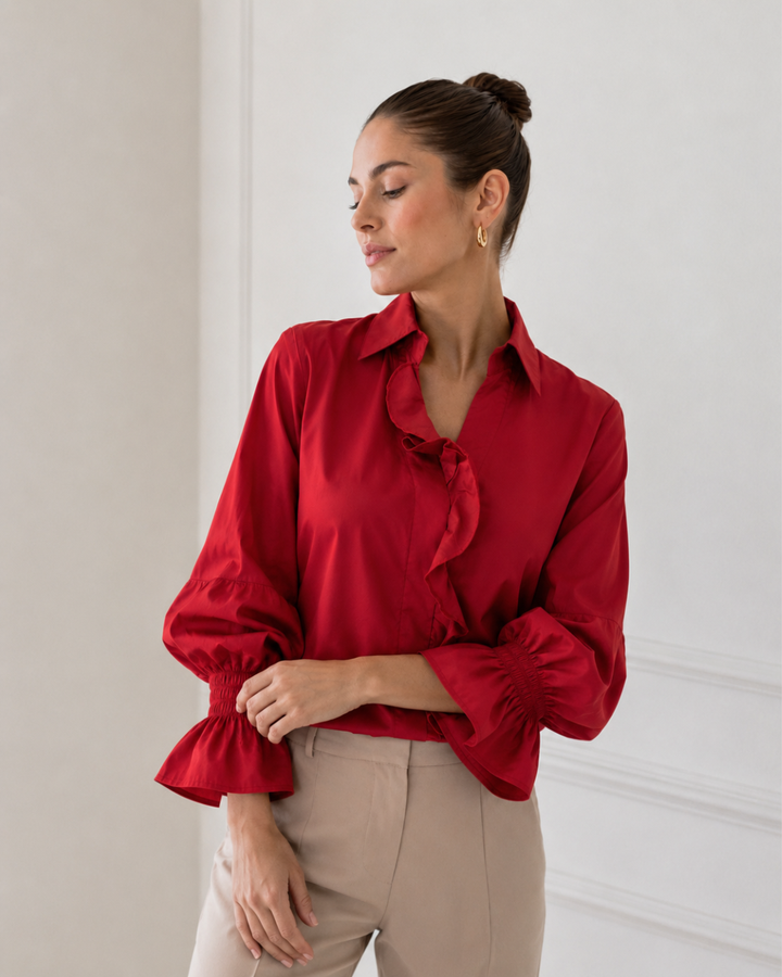 Blusa Camisera de Algodón con Boleros - Purple Rain