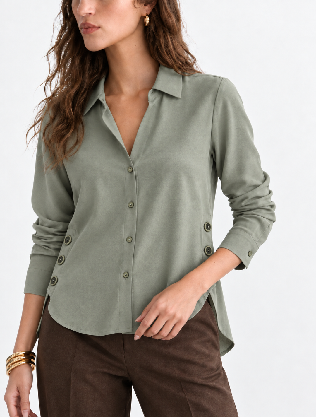 Blusa Camisera para Mujer con Botones Laterales