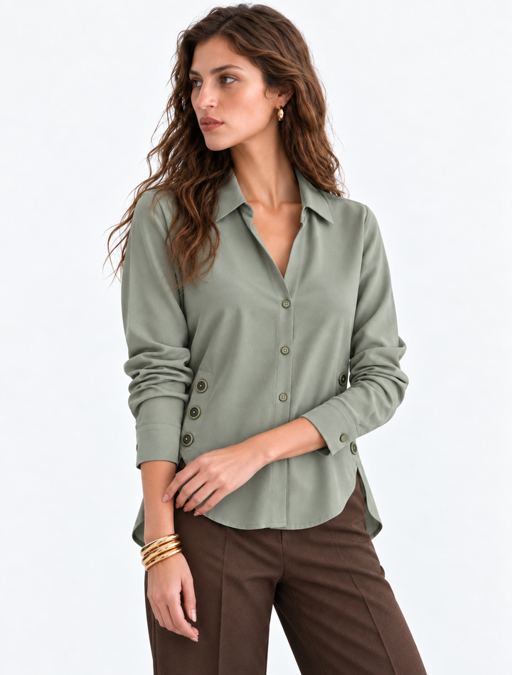 Blusa Camisera para Mujer con Botones Laterales
