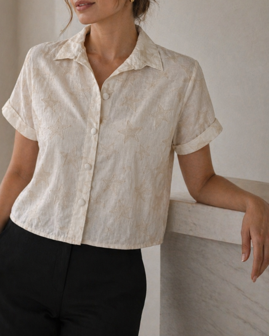 blusa fresca manga corta mujer